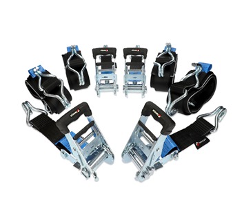 4 Pack - 50mm x 3.5m Black Overwheel Lashing Strap