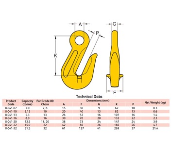 Yoke 8-041 G80 Eye Grab Hook