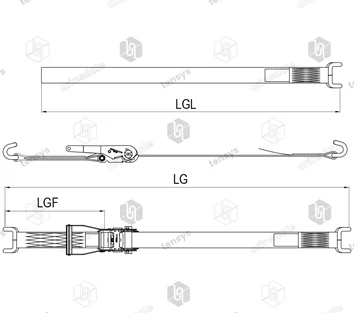 50mm · 5000daN · LWH · Ratchet Lashing System · Closed Rave Hooks