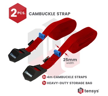 2 Pack of 4.0m Heavy-Duty Cam Buckle Straps