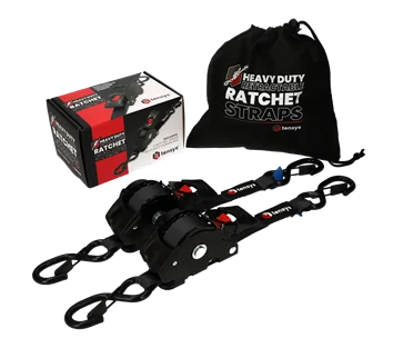 25mm Wide Auto-Retract Ratchet Tie Down Straps (2-Pack)