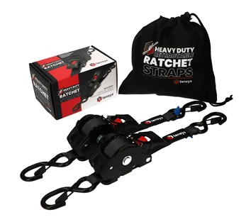 Auto-Retract Ratchet Tie Down Straps (2-Pack)