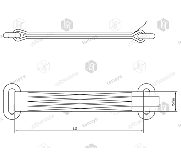 75mm · 10,000daN · Steel Eye Diverter Strap