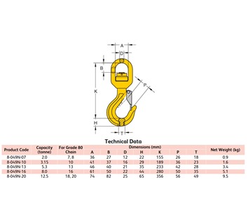 Yoke 8-049N G80 Eye Swivel Hook with Ball Bearing