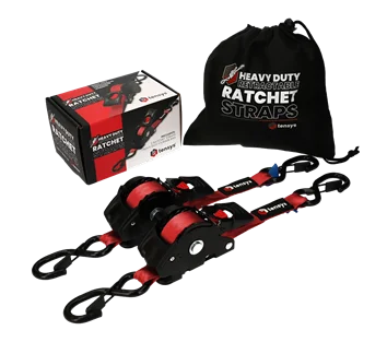 25mm Wide Auto-Retract Ratchet Tie Down Straps (2-Pack)