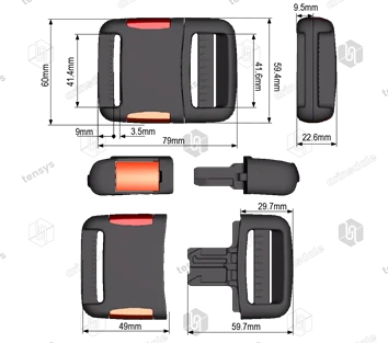 Due Emme Superstrong Side Release Buckle 40mm Black