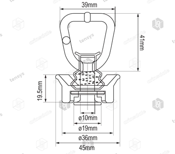 25mm 1600daN Single Stud Fitting for Aluminium Track