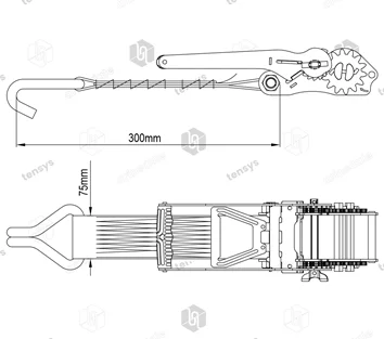 75mm · 10,000daN · EK · Ratchet & Tail Strap · Claw Hook