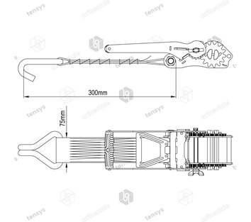 Tensys® · 75mm · 10,000daN · EK · Ratchet & Tail Strap · Claw Hook