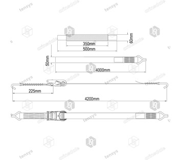 4 pack of 50mm wide car transporter ratchet straps