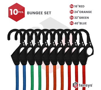 10 Pack of Bungee Cords with Hooks