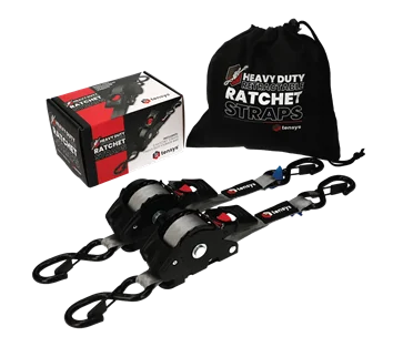 25mm Wide Auto-Retract Ratchet Tie Down Straps (2-Pack)