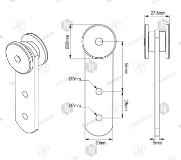 Side Curtain Rollers · 38mm