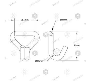 50mm · 4000daN · Claw Hook - Stainless Steel