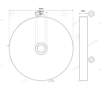 Rubber Coated Magnet with Internal Thread - 43mm