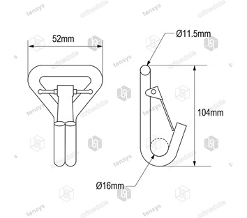 Tensys® · 50mm · 5000daN · Claw Hook with Safety Catch for 15mm Bar