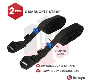 2 Pack of 4.0m Heavy-Duty Cam Buckle Straps