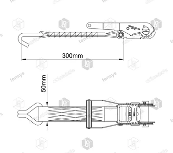 50mm · 5000daN · LWH · Ratchet & Tail Strap · Claw Hook