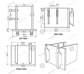 Load Bar Cups to suit 60mm x 40mm x 100mm E Track - Clip Side Only