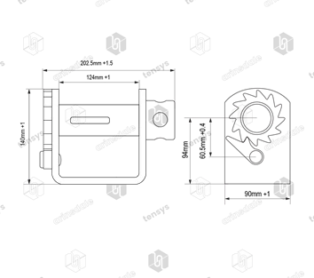 50mm · 5000daN · Lashing Winch - Weld on/Bolt On · WNH-NARROW