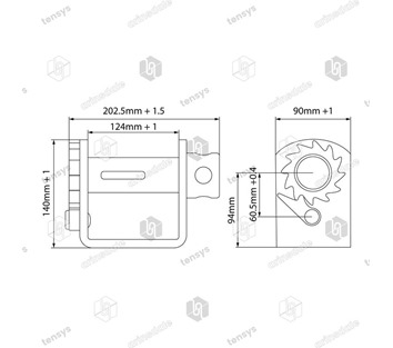 Tensys® · 50mm · 5000daN · Lashing Winch - Weld on/Bolt On · WNH-NARROW