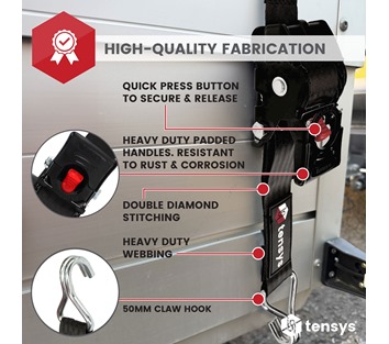 50mm Retractable Ratchet Straps (2-Pack) – Heavy Duty Auto Self-Retracting Tie Down Straps