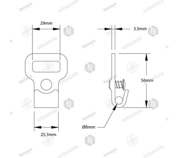 Tensys® · 25mm · 1500daN · Flat J-Hook · Push Button Spring Catch