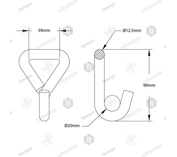 35mm · 3000daN · Claw Hook - Single