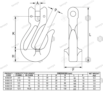 Yoke 8-042 G80 Clevis Grab Hook