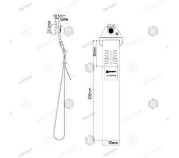 Rear Grab/Pull Up Strap with Captive Endfitting for 25mm Round Hole Anchor Track