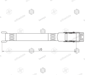 50mm · Curtainside Bottom Strap Assembly · Closed Rave Hook + OC Buckle