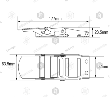 50mm · 750daN · Stainless Overcentre Buckle - Clip Closure