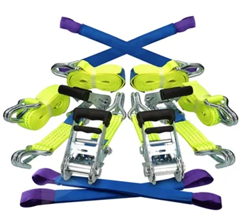 Hi vis 50mm wide car transporter ratchet tensioner straps