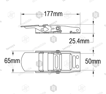 50mm · 700daN · Overcentre Buckle - Clip Closure