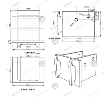 Load Bar Cups to suit 60mm x 40mm x 100mm E Track - Bar Side Only