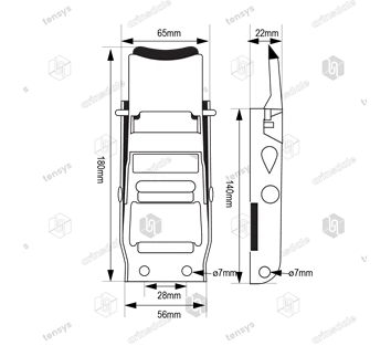 48mm - Pozi-Plas Stainless Steel Over Centre Buckle - Locking
