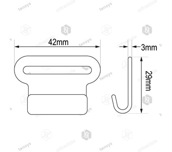 25mm · 800daN · Flat J-Hook (Black Coated)