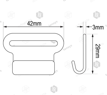 25mm · 800daN · Flat J-Hook (Black Coated)