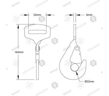 Tensys® · 50mm · 5000daN · Twisted Snap Hook