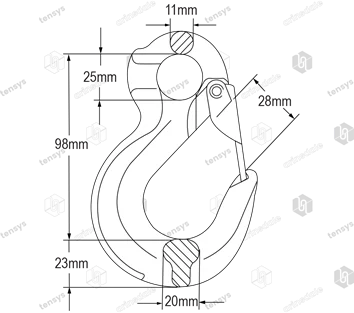 Yoke · 7/8mm · Grade 8 · Eye Sling Hook · 2.0 Tonne WLL