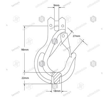 Eye Sling Hooks ·Xona · 7/8mm · Grade 8 · 2.0 Tonne W