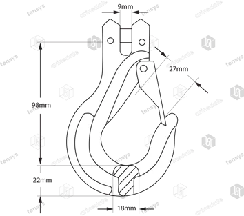 Eye Sling Hooks ·Xona · 7/8mm · Grade 8 · 2.0 Tonne W