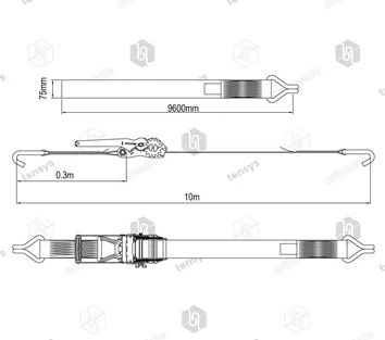 75mm · 10,000daN · EK · Ratchet Lashing System · Claw Hooks