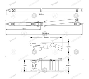 45mm · 2000daN · Box Van Internal Strap · Claw Hooks · 3.6m