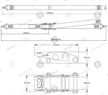 45mm · 2000daN · Box Van Internal Strap · Claw Hooks · 3.6m