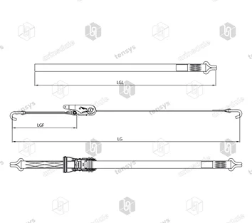 35mm · 3000daN · WH · Ratchet Lashing System · Claw Hooks