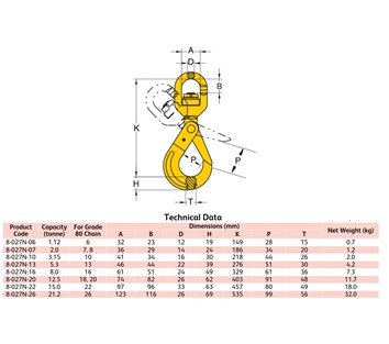 Yoke 8-027N G80 Swivel Self Locking Hook