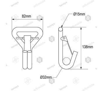 50mm · 5000daN · Claw Hook with Safety Catch for 30mm Bar