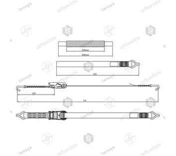 50mm · 4000daN · NH · Car Transporter Strap - Soft Eye · Claw Hooks