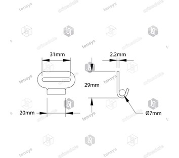 Tensys® · 25mm · 800daN · Flat J-Hook